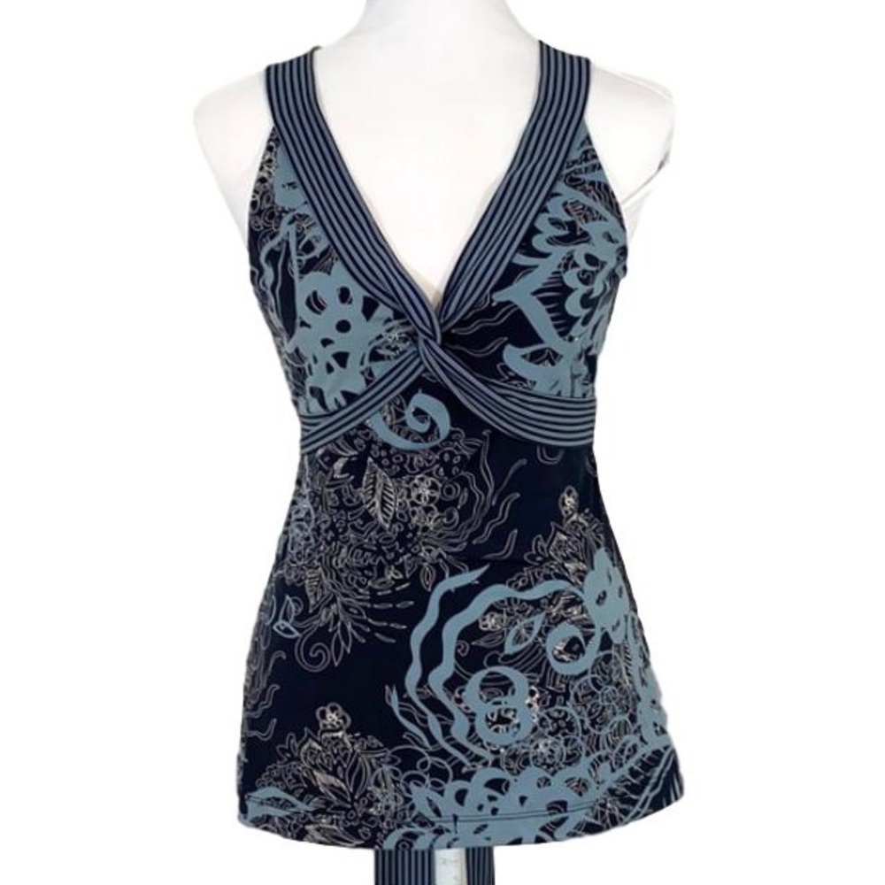 BCBG MaxAzria Blue Black Crossover Blouse size S